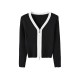 Jinggujia slightly fat mm super fine ice linen V-neck sweater for women spring large size long-sleeved cardigan top