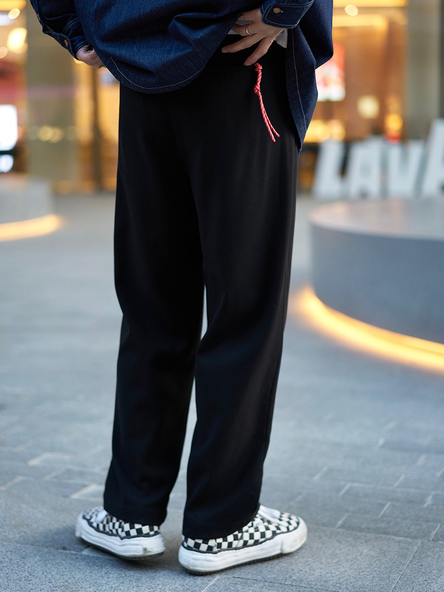 Cookawu2022 years spring black pituitary base double plexor anti-wrinkle broadleg casual Western pants handsome tles