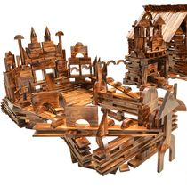 Kindergarten Outdoor Charcoal Burning Building Blocks Large Patchwork Build Super Log Carbonated Wooden Toy Large Wood Solid Wood