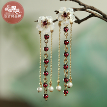 Phoenix Nirvana tassel earrings female ancient Chinese style earrings 2021 New Tide long temperament round face thin