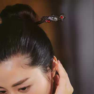 Black sandalwood hairpin antique style simple female retro hair hairpin ancient wooden hairpin Hanfu wooden hairpin hair jewelry headdress
