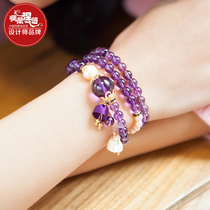 Phoenix Nirvana Amethyst Bracelet Artificial Pearl Multi-ring Pendant Valentines Day Gift Retro Original National Style Women