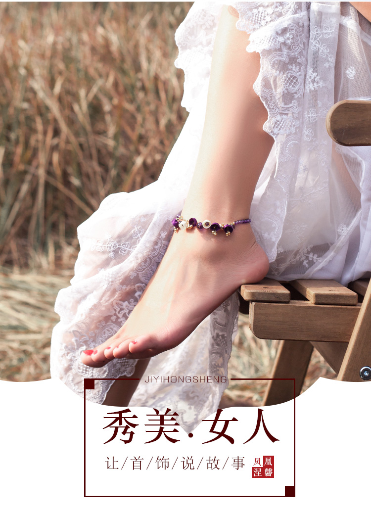 Bracelet de cheville Femme      en Amethyste - Ref 3102220 Image 9