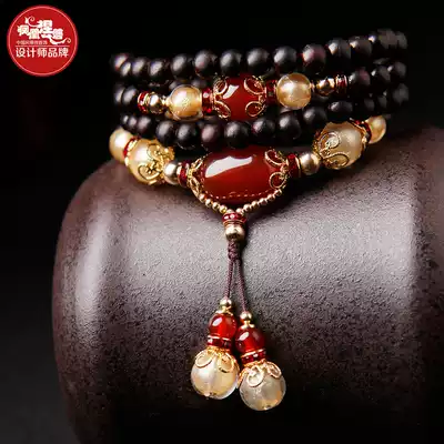 Phoenix Nirvana sandalwood Beed handstring accessories antique crystal red agate retro hand female multi-layer ethnic style
