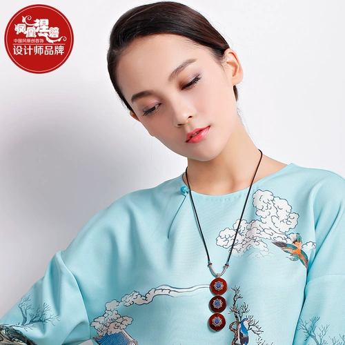 凤凰涅磐 Длинный свитер, ониксовый плетеный декор ручной работы, ожерелье, подвеска, аксессуар