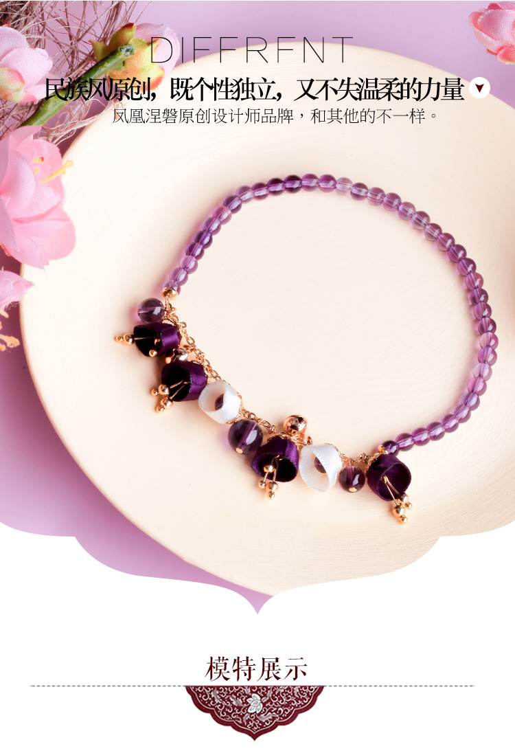 Bracelet de cheville Femme      en Amethyste - Ref 3102220 Image 14