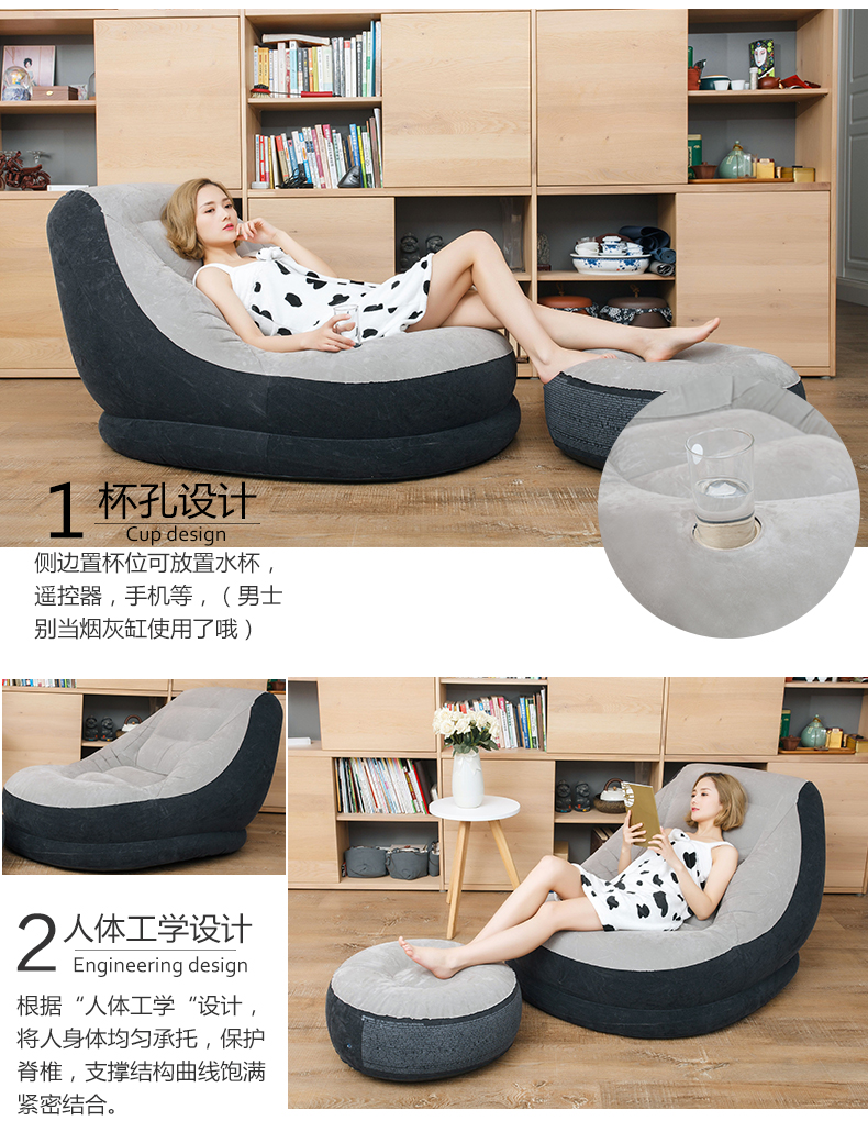 INTEX beanbag đơn Chaise phòng ngủ ban công inflatable sofa beanbag nghỉ tatami gấp trưa - Ghế sô pha ghế sopha giá rẻ