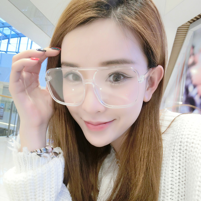 Frame Korean version of flat glasses have lenses for men and women trendy retro big frame decorative net red myopia glasses frame