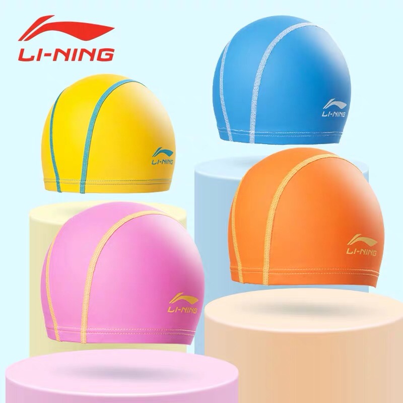 Li Ning Swimming Hat Teen Children Color PU Swimming Cap Comfort not LeHead Child Swimming Hat 863-Taobao