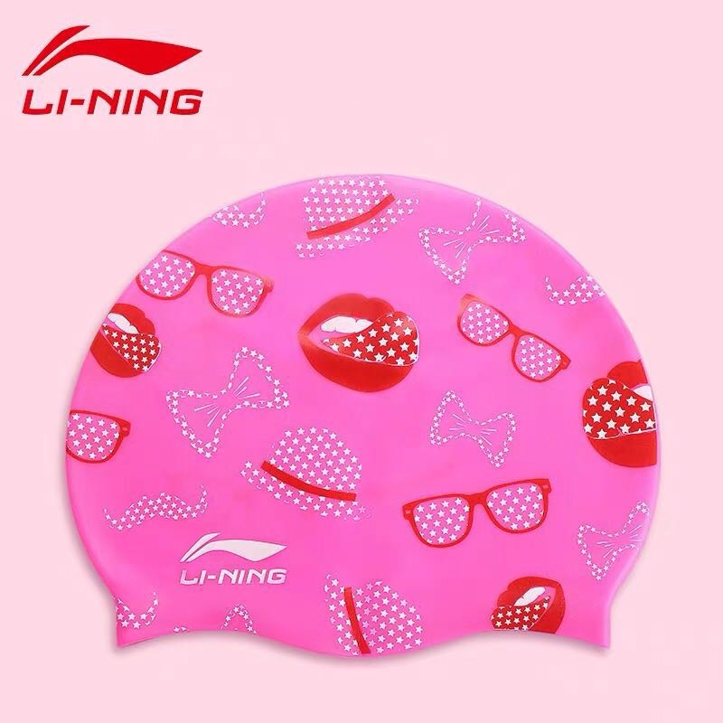 Li Ning Swimming hat new children waterproof swimming hat girl cute cartoon silicone cap waterproof swimming cap 840