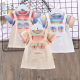 Girl's short-sleeved fake two-piece shoulder strap dress