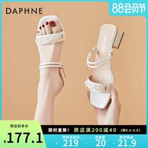 Daphne two sandals womens summer with a word with a thick heel womens shoes wear 2021 new word slippers