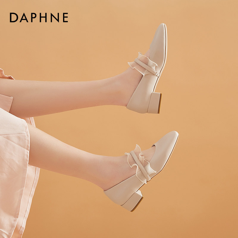 Daphne Fairy Shoes Gentle Flat Bottom Single Shoes Woman Spring Autumn Break Code Coarse Heel Mary Precious Shoes With Legume Shoes