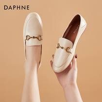 Daphne British style small leather shoes womens Doudou shoes 2021 new summer flat shoes a pedal soft sole single shoes