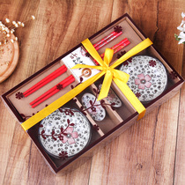 Wedding Celebration Korean Style Wedding Back Gift Ceramic Cutlery Creative Jo Relocation Holiday Business Gift Suast Wedding Wedding Gift Bowls and chopsticks