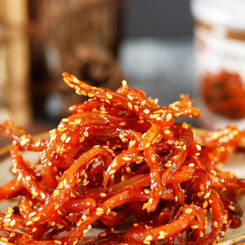 Boat Mountain Fish fall in love with goat Sesame Honey spicy eel Seafood Snacks Grilled Eel Dry 110g canned eel strips