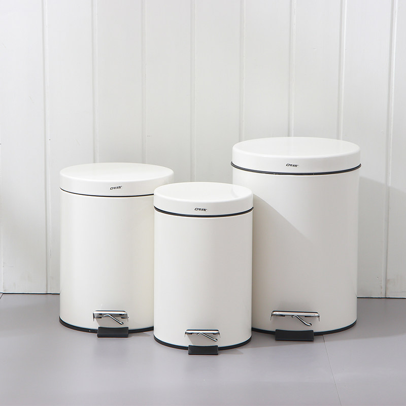 5 7 8 12L liters white round hand metal spray-foot silent and slow down sealing flip bin