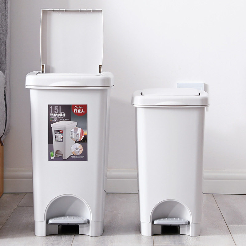 10 15L square cylinder bathroom presses hand pressing and padding on double open cover plastic to collect trash