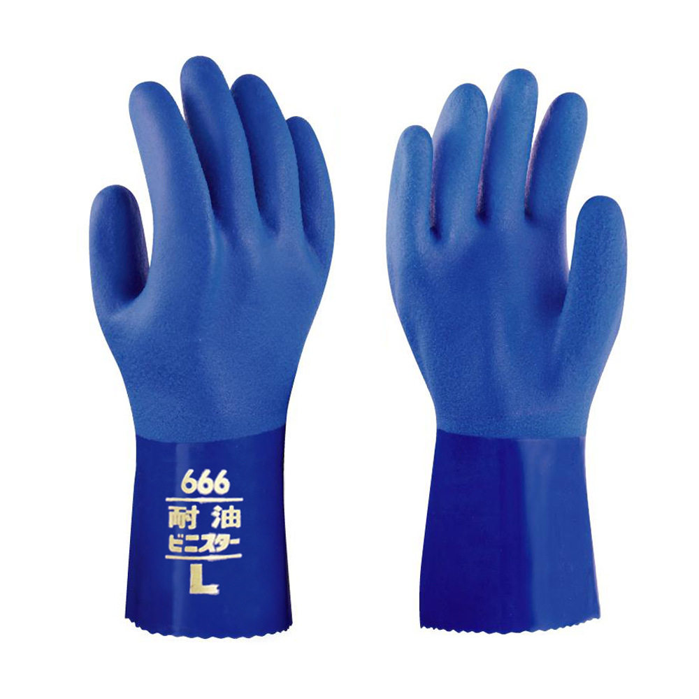 Japanese blue Four Seasons with velvet long version Wear Resistant Oil Resistant Anti-Slip All-Hanging Glue Anti-Oil Lauding Work Gloves