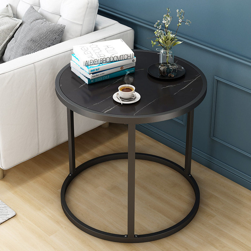50 60cm black and white marbled rectangular simple wooden steel frame single double side low table coffee table