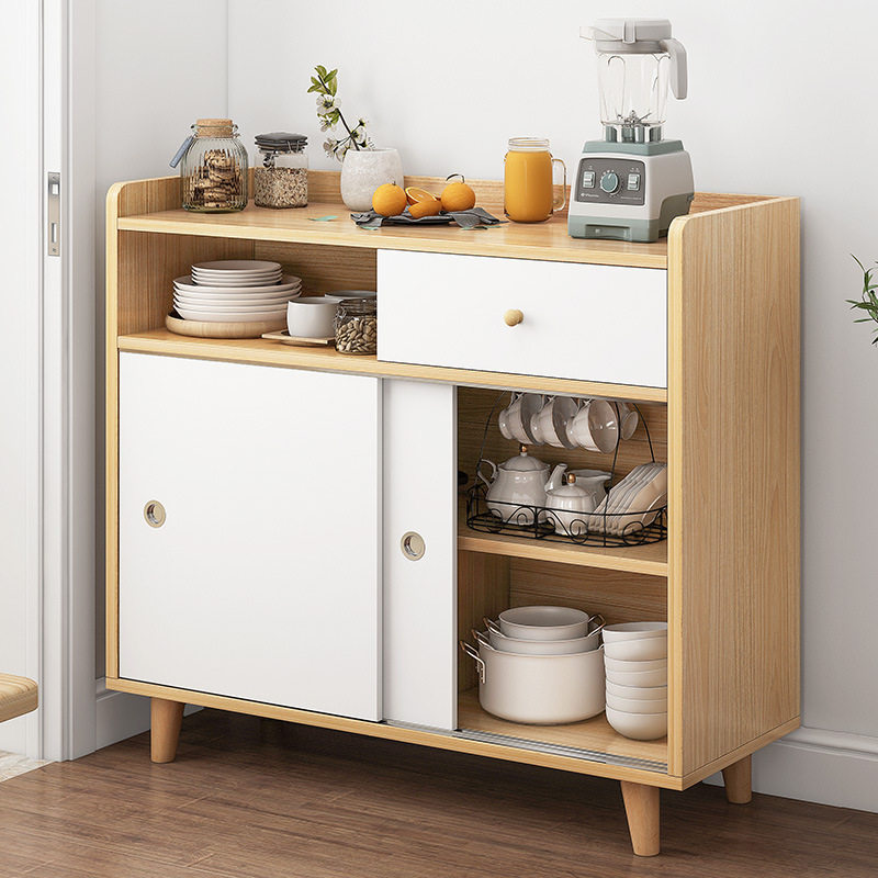 90x40x93cm Solid wood leg living room kitchen meal side tea 1 2 push pull and pull door to hold storage bowl cabinet