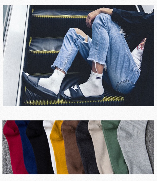 Vớ vớ nữ ống vớ nam vớ cotton nam Vớ nữ mùa xuân và vớ mùa hè thủy triều đại học vớ cotton thể thao Nhật Bản - Bít tất nữ tất cổ ngắn