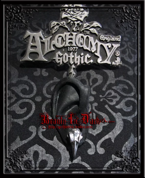 Британский алхимический подлинный E359 Rabeschadel Tin Goth Сова Skull Bird Head серьги