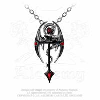 British A brand Alchemy P417 D Gote Middle Ages Mysterious Power Dragon Cross imported tin necklace