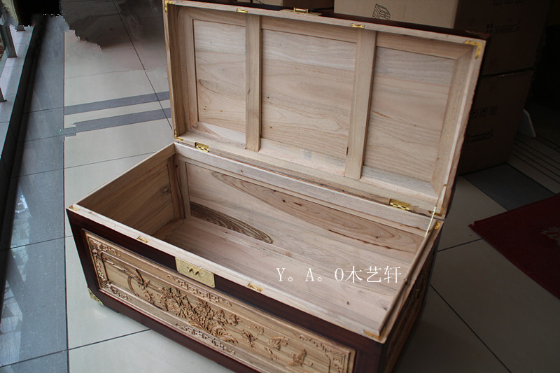 Chạm khắc gỗ Dongyang, hoa và chim, góc bọc màu, hộp cây du, hộp quần áo, hộp đám cưới, hộp thư pháp, hộp tem - Cái hộp thùng pallet gỗ