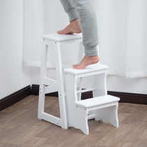 Solid wood ladder home folding two-three step ladder stool flower rack indoor dual-purpose multifunctional stair stool high stool rack