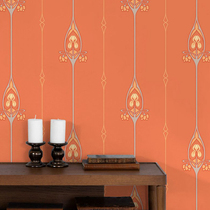 Duro Sweden original imported red wedding room full of personality Nordic stripes full of green wood fiber wallpaper