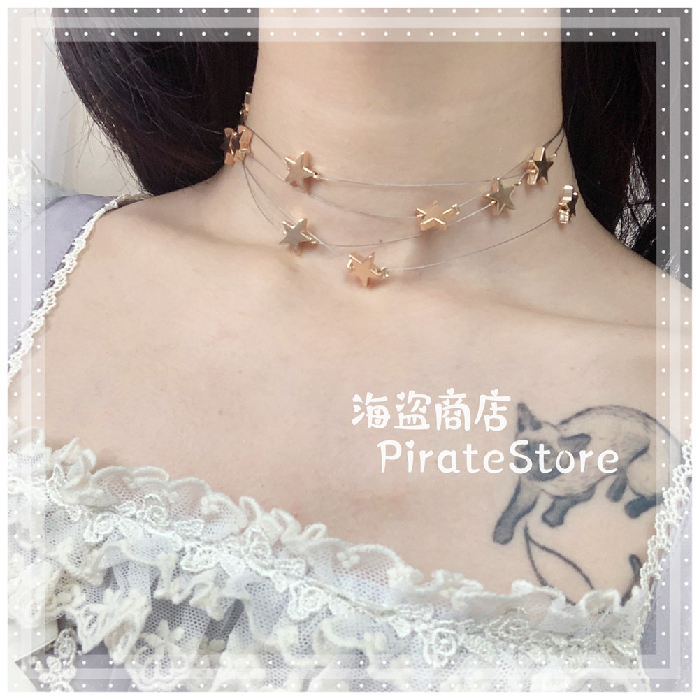 Starry little star neck ornament Lolita choker can be used hot Venus seat transparent line Wild girly sense
