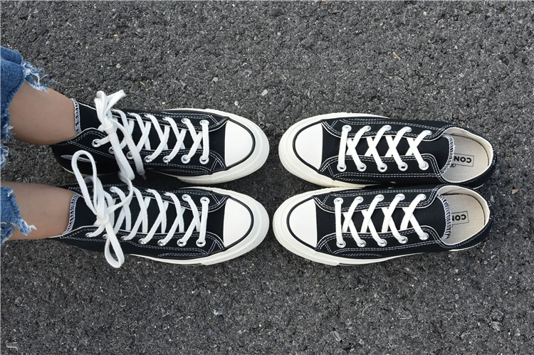 Converse Converse 1970s Samsung tiêu chuẩn màu đen thấp để giúp giày vải nam và nữ cao 162058C / 162050C