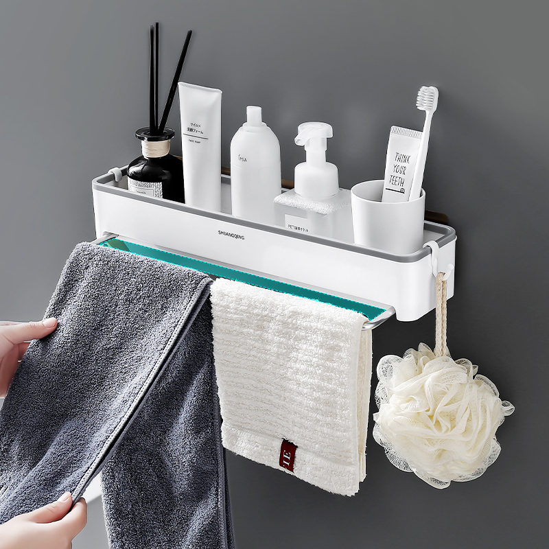 Bathroom towel rack creative simple space aluminum household towel bar wall-mounted powder room towel storage rack