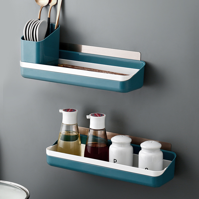 Kitchen rack wall-mounted punch-free strong suction cup multi-functional drain storage storage layer rack spoon chopsticks basket