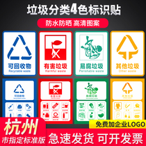 Hangzhou household waste classification and treatment identification card Other garbage tips Recyclable identification perishable garbage identification sticker Harmful garbage warning notification sticker Support customization