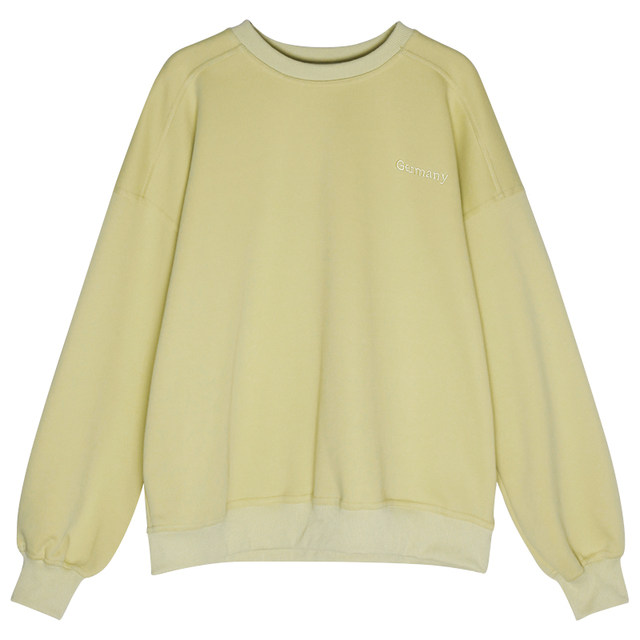 U77oversize letter embroidered pullover sweatshirt for women summer round neck ຄໍ​ເຕົ້າ​ໄຂ່​ທີ່​ຄໍ​ເຕົ້າ​ໄຂ່​ທີ່​ວ່າງ​ຂອງ​ຊາວ​ເກົາ​ຫຼີ​ເສື້ອ​ຍາວ lazy