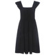 Wu 77 Black Feifei Sleeve Square Neck Dress Small Versatile Back Slim Waist Tea Break A-Line Skirt