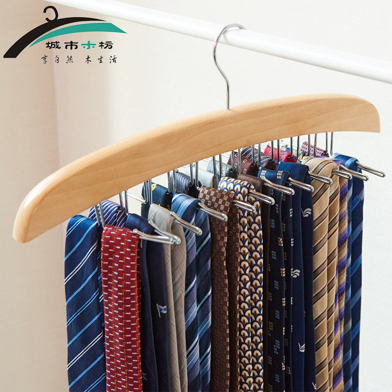 Wardrobe wooden tie frame silk scarf hanging belt scarf shelf hook home storage multi-functional hanging rack solid wood