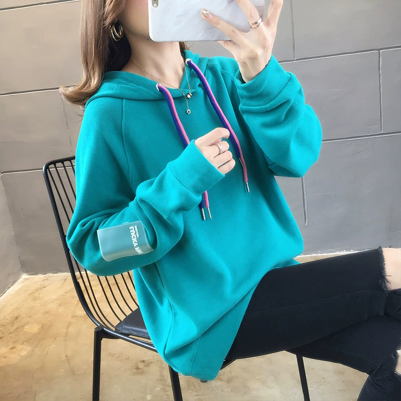 Sweatshirt mới của phụ nữ 2021 quần áo phụ nữ rộng rãi vào đầu mùa thu Phiên bản Hàn Quốc của áo khoác dày cộng với lông cừu Áo khoác mùa đông triều ins - Áo len