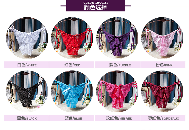 Thong T quần nữ đồ lót gợi cảm không có dấu vết eo thấp phụ nữ viền tập tin mở rỗng bên ren đồ lót người thật noi y cao cap