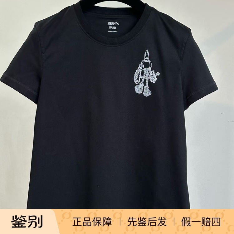 In-Stock Hermes 25 New Model Women's Printed Straight Short-Sleeve T-Shirt, Short-Sleeve Round-Neck T-Shirt