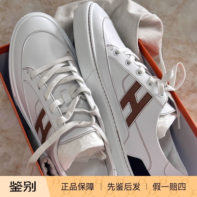 In-Stock Hermes Deep White Sneakers Fashion Men's Casual Shoes Sneakers Sports Shoes