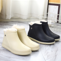 Fashion rain boots womens winter trend short tube water shoes outer wear work shoes mid tube waterproof non-slip wear-resistant rain boots kitchen