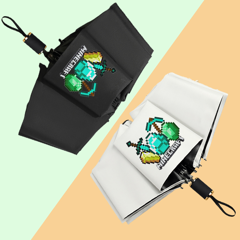 Minecraft Umbrella Vinyl Sunshade Dual-Use for Rain and Sun Manual Sunshade Sunscreen Automatic Folding Umbrella Anime Merchandise