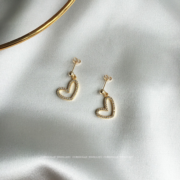 Love control look over American 14k gold package love zircon micro diamond delicate delicate earrings ear pin earrings