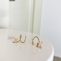 Gentle body 925 sterling silver zircon butterfly earrings simple temperament sweet exquisite niche design fashion ear ornaments