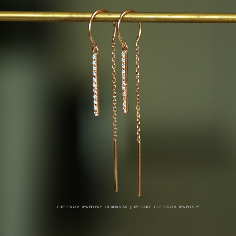 Fang Sugar's Golden Secretary with the same paragraph 925 pure silver U type ear necklace South Korean long version of Lingyin Brief about Japan-ROK