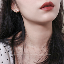 Playful girl whole body 925 sterling silver asymmetric AB chain star earrings personalized diamond-studded zircon exquisite earrings