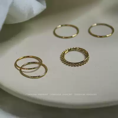 Wash hands without picking American 14K gold fine ring chain ring simple ins high color retention fashion personality